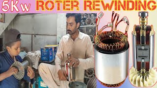 How to Rewinding 5kva Generator Armiture winding part 2coils Rewinding [upl. by Rohclem]