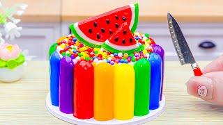 How to Make Mini Watermelon Jelly Cake Decorating 🌈 Miniature Rainbow Jelly Mukbang By Baking Yummy [upl. by Talanian359]