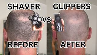 SHAVER vs CLIPPERS For BALD HEAD SHAVING Comparison [upl. by Kieger]