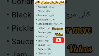 Name of Eatable Things in the English with Urdu Meaningsvocabularywordsenglishvocabularyenglish [upl. by Meihar266]