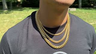 Affordable amp Durable 18k Gold Gold Plated Stainless Steel Miami Cuban Link Chains From Harlembling [upl. by Gan469]