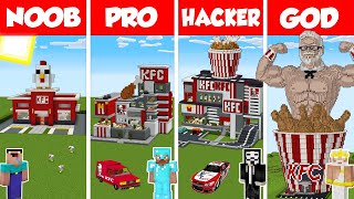 Minecraft TNT KFC HOUSE BUILD CHALLENGE  NOOB vs PRO vs HACKER vs GOD  Animation [upl. by Nillok]