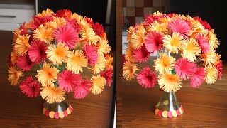 Plastic Bottle Flower Vase Craft  Paper Flowers  Home Decor Ideas [upl. by Colb393]