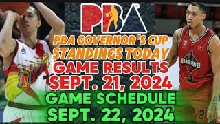 PBA STANDINGS TODAY as of SEPTEMBER 21 2024 GAME RESULTS  GAME SCHEDULE SUNDAY SEPTEMBER 22 🏀🏀🏀 [upl. by Gweneth]