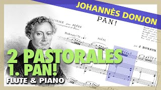 🎼J DONJON  2 Pastorales  1 Pan for FLUTE and PIANO  Sheet Music Scrolling [upl. by Ardelia414]