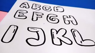 lets draw bubble letters IJKL  bubble letters alphabet tutorial how draw graffiti bubbles letters [upl. by Enila]