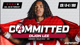 WATCH 4star CB Dijon Lee commits to Alabama LIVE on 247Sports [upl. by Shanie]