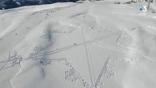 Le quotSnow artquot et les immenses œuvres sur la neige dun artiste anglais dans les Alpes [upl. by Ewald]