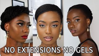 7 ELEGANT amp SIMPLE UPDO HAIRSTYLES ON 4C NATURAL HAIR NO EXTENSIONS NO GEL NEEDED [upl. by Hilliard]