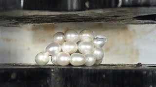 Real Pearls Crushed To Dust In Hydraulic Press [upl. by Tnarg645]