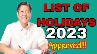 OFFICIAL LIST OF HOLIDAYS 2023 [upl. by Aicilegna611]