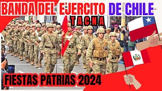 INGRESO AL CENTRO CIVICO TACNA BANDA DEL EJERCITO DE CHILE 2024 tacna fiestaspatriasperu [upl. by Arten150]