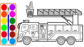 Xe cứu hỏa cho bé vẽ và tô màu  Dạy bé vẽ  Dạy bé tô màu  Fire truck drawing and coloring for kid [upl. by Darnok883]