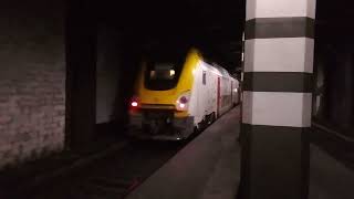 SNCBNMBS Bombardier M7 Twindexx with Power Cars leaving Brussels Central station [upl. by Ellemrac]