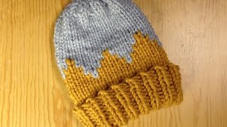 How to Loom Knit a Bicolor Child Hat DIY Tutorial [upl. by Aldas471]