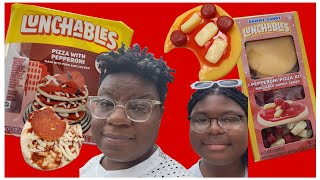 Trying out Pizza Lunchables gummy VS real motherdaughter funfinds pizza gummies walmart [upl. by Adriane]