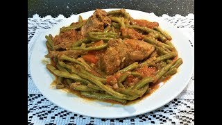 لوبياماشتوخضراباللحم بصل و طوماطيش Haricots vert à la viande [upl. by Notselrahc201]