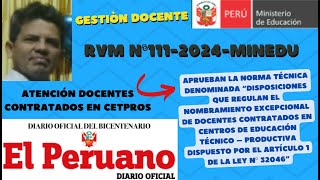 2024 Nombramiento excepcional para docentes contratados en CETPROS Mg Vìctor Zarate [upl. by Lonnie]