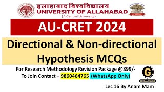 Directional amp Nondirectional Hypothesis  Research Methodology  Allahbad Universirty PhD 2024 [upl. by Ssitruc379]