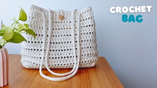 Easy Crochet Tote Bag  Crochet Net Bag You can make it for a gift  ViVi Berry Crochet [upl. by Chancelor]