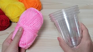 lts did a INCREDIBLE job with plastic cup and yarn DIY recycling craft ideas  Gift idea [upl. by Ikkiv]