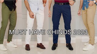 MUST HAVE CHINOS AND PANTS FOR MEN 2023  HOW TO STYLE CHINOS  CHINOS FASHION HAUL [upl. by Gilles875]