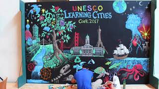 After Skool Live Chalk Mural at Learning Cities Convention 2017 Cork Ireland [upl. by Laurence665]