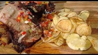 Asado inyectado con vino tinto y papas fritas picantes [upl. by Ailaht]