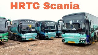 HRTC की Scania और Volvo बसे अपनी पार्किंग से कश्मीरी गेट ISBT जाते हुऐ [upl. by Neemsaj]