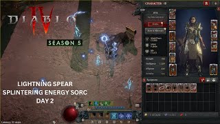 Lightning Spear Splintering Energy Sorc Pit 90  17k CD NO UBERS  Diablo 4 Season 5 Day 2 Update [upl. by Nirret]