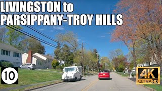 NJ drive Livingston Littell Peoples Park to ParsippanyTroy Hills Central Park 4K [upl. by Mitinger]