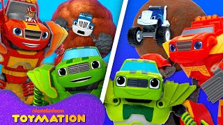 Blaze Toys Transform into Robots amp Rescue Monster Machines from GIANT Meatball  Toymation [upl. by Neiviv]