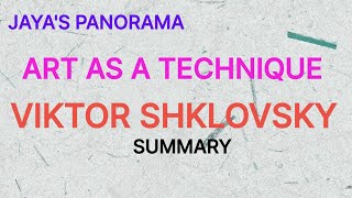 ART AS A TECHNIQUE  AN ESSAY BY VIKTOR SHKLOVSKY  SUMMARY [upl. by Kehoe]