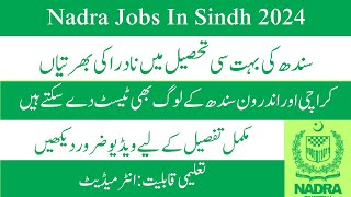 NADRA Jobs 2024 for SINDH and KARACHI nadrajobs2024 nadrajobs [upl. by Barhos]