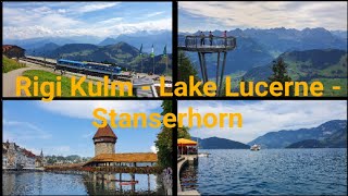 Train and Boat Trip Lucerne  Stanserhorn  Rigi Kulm Unforgettable Day Scenic Switzerland 🇨🇭 [upl. by Ettezil334]