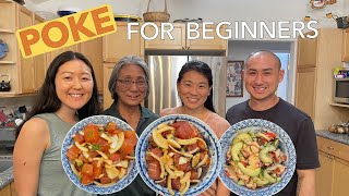 HOW TO MAKE POKE Simple Shoyu Ahi Marlin and Tako Poke Recipe with OgoSashimi Fish Cutting [upl. by Niletak8]