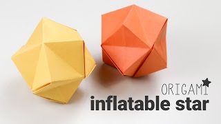 Origami Inflatable Star Tutorial  Stellated Octahedron  Paper Kawaii [upl. by Iglesias]