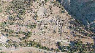 Delphi Greece Ruins of the ancient city of Delphi Sunny weather in the morning Summer Aerial Vi [upl. by Glenda94]