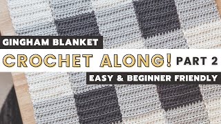 Cheaters Gingham Blanket Crochet Along PART 2  Chunky Afghan Pattern 2020 [upl. by Grant]