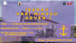 LIVE IBADAH HARI MINGGU ADVEN I  1 Desember 2024  1000 WIB [upl. by Jacquelynn165]