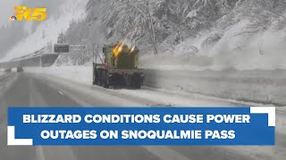 Blizzard conditions cause power outages around Snoqualmie Pass [upl. by Wes713]