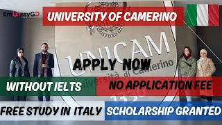 University of Camerino Application Process Free Study in Italy  Without IELTS  No Application Fee [upl. by Caylor]