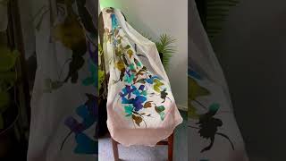 Handpainted chiffon dupatta unique elegance 🌸✨ ChiffonDupatta Handcrafted [upl. by Seilenna]