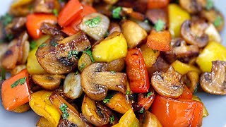 Rezept für leckere Champignons mit Gemüse in einer Pfanne Einfach und schnell [upl. by Notnroht]