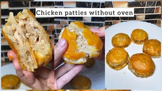 Chicken patties recipe without oven  Puff pastry  Chicken pattice [upl. by Plunkett]