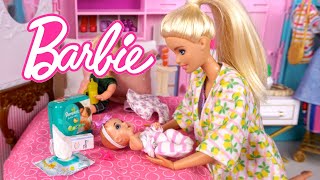 Barbie Doll New Baby Family Morning to Night Routine [upl. by Cchaddie]