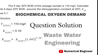 Biochemical Oxygen Demand BOD How to calculate BODWaste water engineering numerical [upl. by Melisent664]