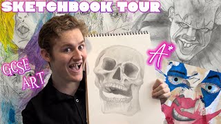 GCSE ART SKETCHBOOK TOUR  Grade A  Flip through  Tips how to get full marks [upl. by Crutcher]