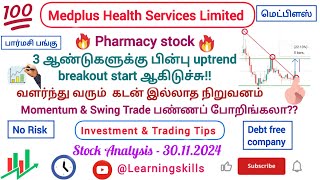 மெட்பிளஸ்Medplus Health Service LtdDebt Free stockபார்மசி பங்குbreakoutstockLearningskills521 [upl. by Eirhtug]