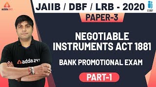 Negotiable Instruments Act 1881 Part1  Cheque  JAIIB  Bank Promotional Exam [upl. by Annaesor928]